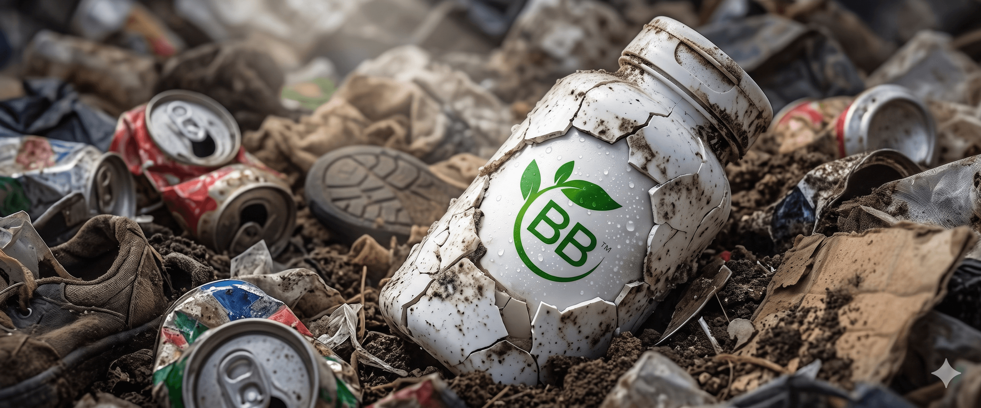 A BioBottle breaking down in a landfill
